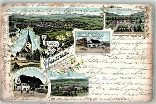 73033 W7320 Faurndau 1906 Lithographie Kirche Gasthaus Zum Anker Fabrik C. Beckh Söhne Mühle Albrecht Wildermuth Fabrik Hildebrand Söhne