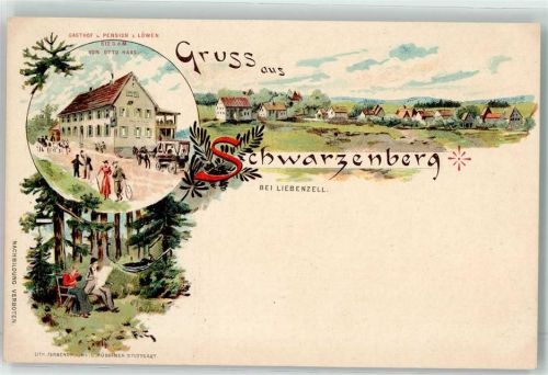 75328 W7542 Schwarzenberg b Neuenbürg, Württ Lithographie Gasthaus Pension Zum Löwen Otto Haas