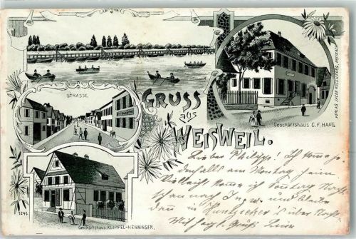 79367 W7831 Weisweil , Breisgau 1900 Lithographie Geschäftshaus Klipfel-Henninger Geschäftshaus C. F. Haag