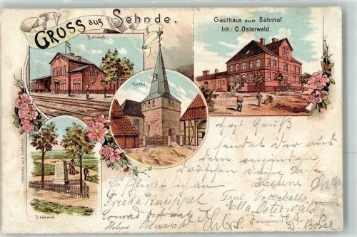 Sehnde 1897 Bahnhof Kirche Denkmal Gasthaus Zum Bahnhof C. Osterwald