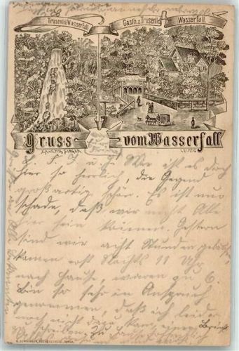 Trusetal 1891 Vorläufer Druck 1880 - 1889 Wasserfall Gasthaus