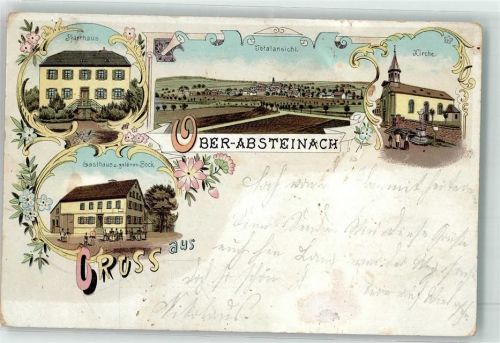 69518 W6941 Abtsteinach 1904 Lithographie Pfarrhaus Kirche Gasthaus Zum goldnen Bock