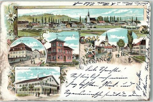 Aitrang 1899 Pfarrhof Handlung Geyr Hausbaumeister J. Keller Gasthaus Zum Löwen L. Kuhn