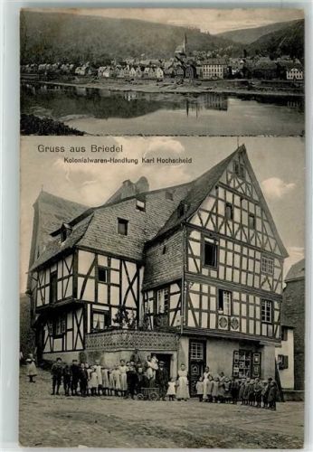 Briedel Kolonialwaren Handlung Karl Hochscheid Fachwerkhaus Gruppenfoto Bahnpost Trier - Bullay Zug 19