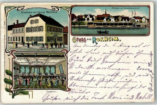 Bobenheim-Roxheim 1911 Gasthaus Georg Reinhard Tanzlokal Altrhein Schwimmbad