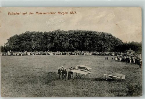 Hanerau-Hademarschen Volksfest auf den Hademarscher Bergen 1911 Flugtag Flugapparat