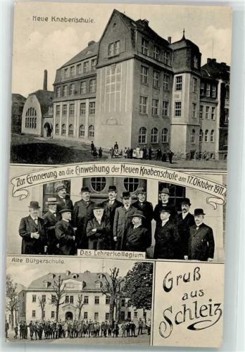 07907 O6550 Schleiz - Neue Knabenschule Einweihung 17. Oktober 1911 Lehrerkollegium Alte Bürgerschule