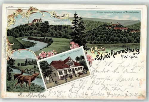 Wippra 1900 Schloss Rammelburg Gasthaus G. Büchner Hirsch