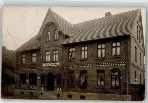 29389 W3123 Bodenteich 1912 Privatfoto AK Geschäft Ferd. Zeinecke Emailleschild Ort lt. Stempel