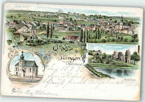 Illingen 1898 Kirche Burgruine