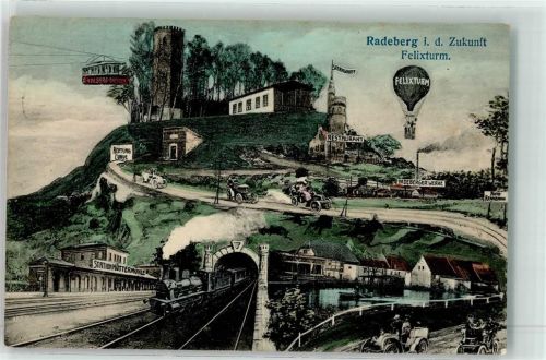 Radeberg 1908 Felixturm Ballon Seilbahn Bahnhof Eisenbahn Oldtimer Radeberger Werke