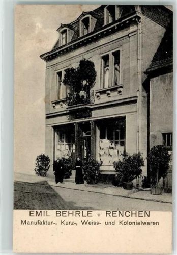 77871 W7592 Renchen - Geschäft Emil Behrle Manufaktur- Kurz- Weiß- und Kolonial- Waren