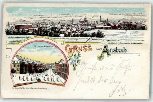 W8800 Ansbach , Mittelfr Steinerne Promenade Winterlitho