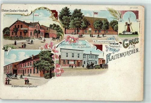 Kaltenkirchen E. Reher Gasthaus Windmühle Bahnhofs Gasthaus H. Schmidt Eisenbahn H. Hüttmanns Gasthaus