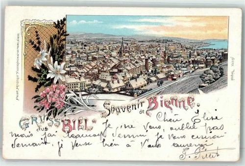 Biel/Bienne Mit Glimmerauflage Winterlitho 1901