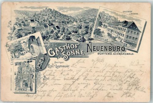 Neuenbürg 1897 Gasthaus Zur Sonne Ernst Lustnauer Schlosshof Schlossportal Vorläufer
