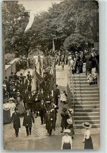 Hohenstein-Ernstthal 1910 Festzug Fahnen Ort lt. Stempel