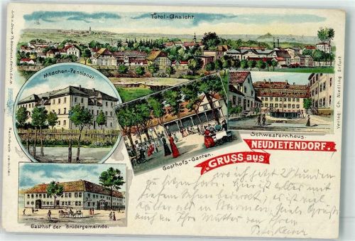 Neudietendorf 1901 Mädchen Pensionat Gasthaus der Brüdergemeinde Schwesternhaus