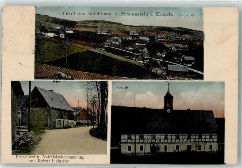 09623 O9202 Frauenstein 1921 - Reichenau Fleischerei Materialwarenhandlung Robert Liebscher Schule Oberdorf
