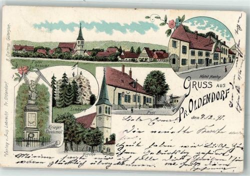 Preußisch Oldendorf 1897 Hotel Hunke Post Limberg Kirche Kriegerdenkmal