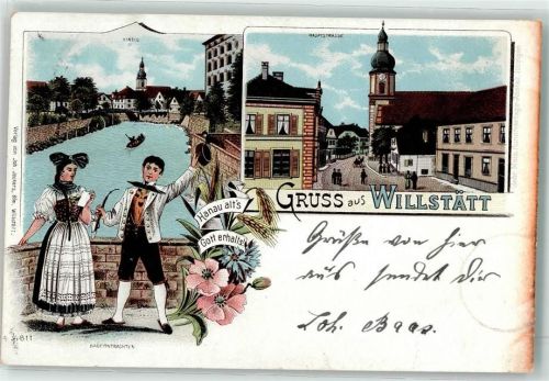 Willstätt 1904 Kinzig Hauptstraße Trachtenpaar Bauerntrachten