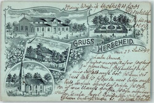 58849 W5974 Herscheid , Westf 1899 - Kaiserhalle Wilhelmshöhe Wilh. Schürmann Kirche Denkmal Vorläufer