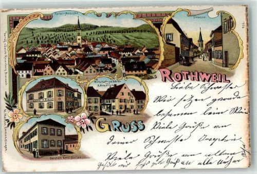 Riegel Rothweil Bierbrauerei Gasthaus X. Brem Geschäft Emil Güller Gasthaus Zum Bären A. Friedrich Ort lt. Stempel