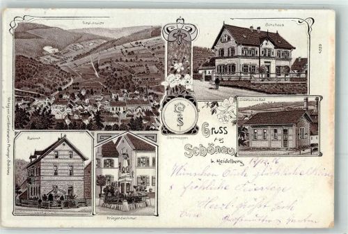 Schönau 1906 Schulhaus Städtisches Bad Postamt Kriegerdenkmal