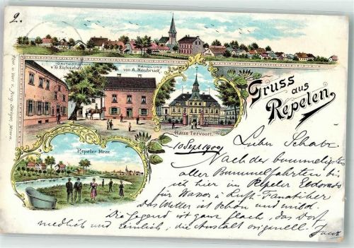 Repelen 1900 Gasthaus G. Eickschen Handlung A. Haubruck Haus Tervoort Repeler Meer