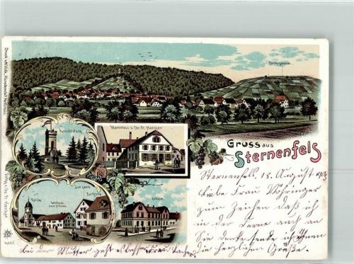 Sternenfels 1903 Aussichtsturm Warenhaus Chr. Fr. Haecker Kirche Gasthaus Zum Ochsen Zum Lamm Zur Krone Schule