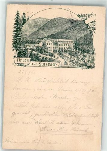 Sulzbach 1896 Vorläufer Bahnpost Appenweier - Oppenau Zug 351