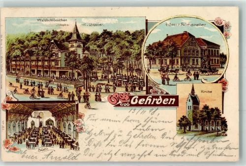 Gehrden 1898 Gasthaus Waldschlösschen H. Löchner Hotel Zum Rathskeller Kirche