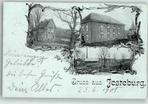 21266 W2112 Jesteburg 1901 - Dampfsägewerk Kirche Meyers Gasthaus