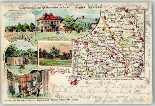 Frohburg 1903 Erdenglück Frauendorf Luftlichthäuschen Gutegebäude Landkarte