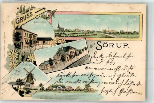 Sörup 1901 Bahnhofshotel Schauby Windmühle Bahnhof Gammelbygaard