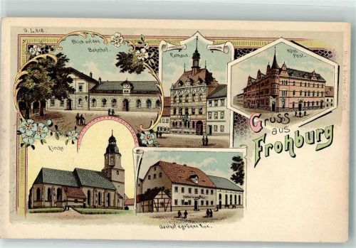 Frohburg Bahnhof Rathaus Hotel Post Kirche Gasthaus Zur grünen Aue