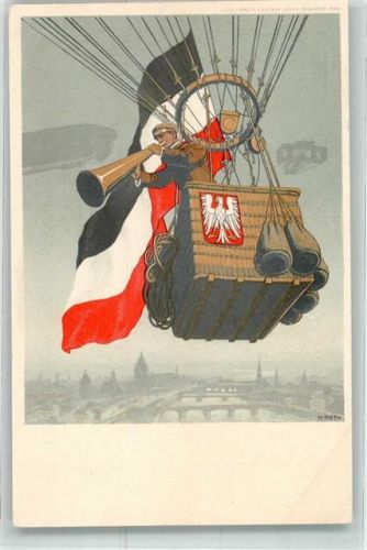 W6000 Frankfurt am Main Off. Postkarte Nr 1 Vignette Ballon Schwarz-Weiß-Rot ILA 1909 Privatganzsache