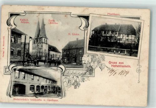 31249 W3156 Hohenhameln - Kath. Schule Luth. Kirche Geschäft H. Linke Pfarrhaus Steinbrücks Geschäftshaus Gasthaus
