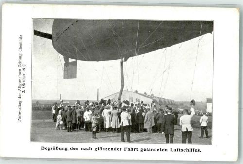 Chemnitz Allgemeine Zeitung 2. Oktober 1910 Begrüßung gelandetes Luftschiff