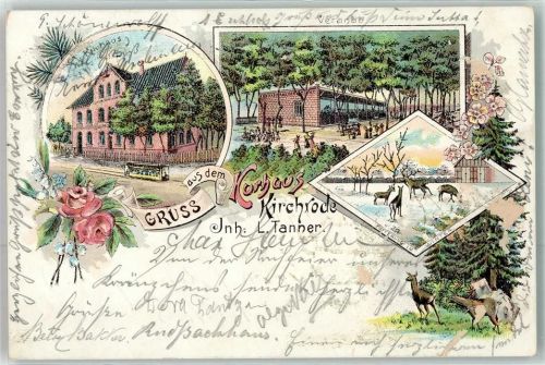 Kirchrode 1899 Kurhaus L. tanner Straßenbahn Jagdtiere Winterfütterung