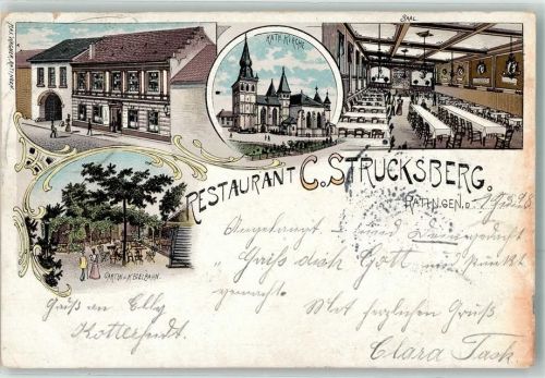 Ratingen 1898 Kath. Kirche Gasthaus C. Strucksberg