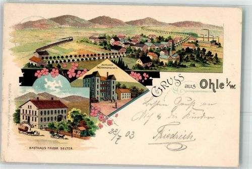 58840 W5970 Ohle 1903 Lithographie Schloss Brünninghausen Gasthaus Friedr. Selter