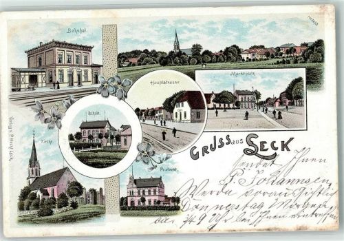 Leck 1899 Bahnhof Schule Kirche Hauptstraße Marktplatz Postamt