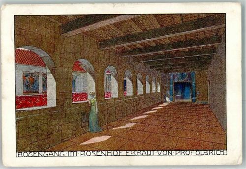 W5000 Köln Riehl 503 Bogengang im Rosenhof Kölner Ausstellung 1907 Off. Postkarte Nr 6 Olbrich