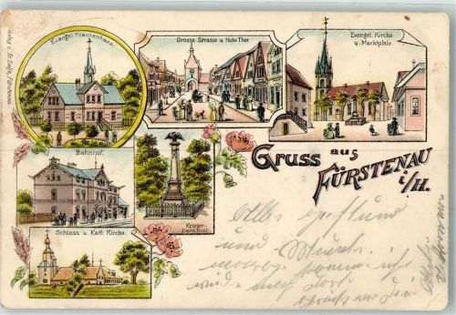 Fürstenau 1899 Ev. Krankenhaus Große Straße Hohe Tor Ev. Kirche Marktplatz Bahnhof Kriegerdenkmal Schloss Kath. Kirche