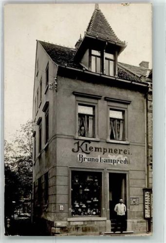 Colditz 1912 Geschäft Klempnerei Bruno Lamprecht Emailleschild