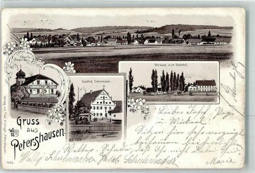Petershausen 1900 Knorrs Jagdhaus Gasthaus Ostermaier Straße zum Bahnhof