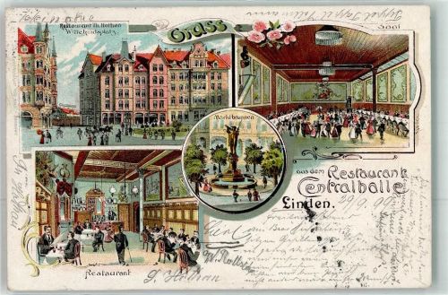 Linden 1899 Gasthaus Centralhalle Th. Hothan Wittekindplatz Marktbrunnen