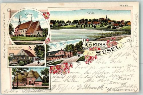 Süsel 1898 GAsthaus Zum Süselerbaum Gasthaus Am See Kirche