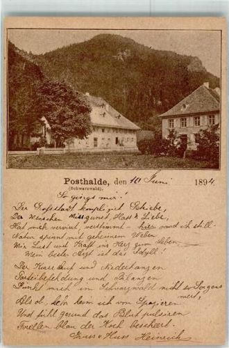 Posthalde 1894 vorläufer Druck 1880er Jahre Bahnpost Freiburg Breisgau - Neustadt Schwarzwald Zug 464